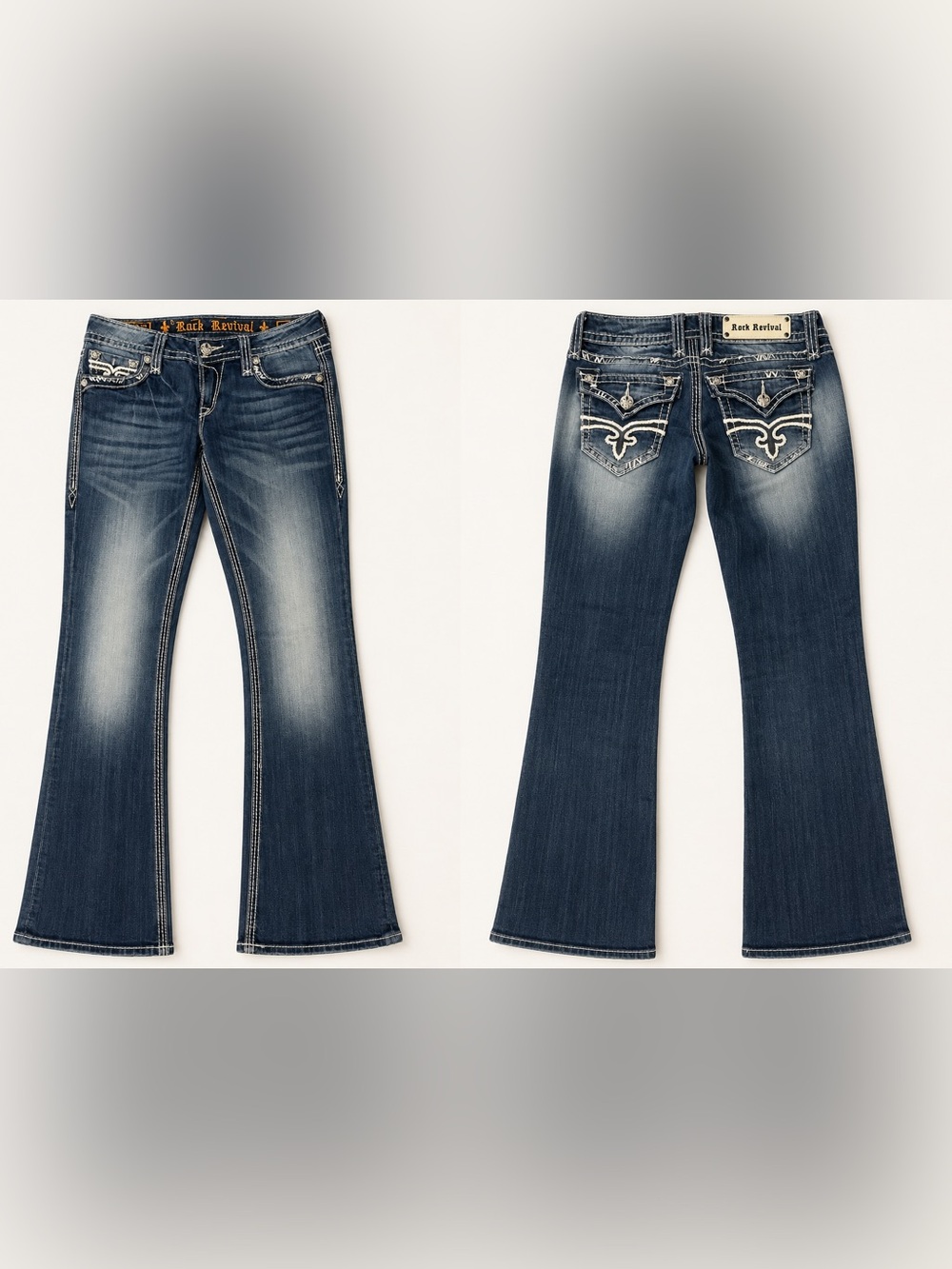 Rock Revival Abble Boot Jeans 29 Flap Pocket Bootcut Stretch Y2K Faded Western